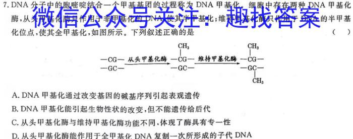 智ZH河南省2024年中招模拟试卷(七)生物学试题答案