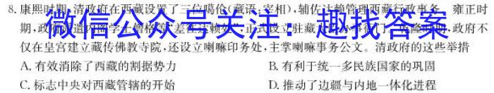 2024年湖南省初中学业水平考试模拟试卷（BEST联考）历史试卷答案