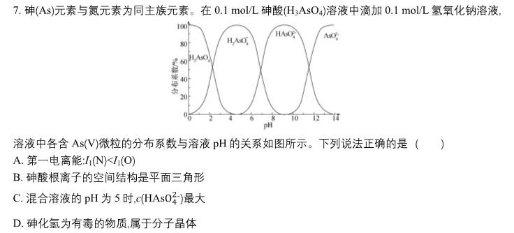 1云南师大附中(贵州卷)2024届高考适应性月考卷(六)(黑白黑黑黑黑白)化学试卷答案