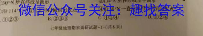 广东省2024-2025学年深圳市深圳中学新初一分班考试地理试卷答案