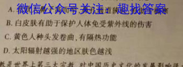 安徽省十联考 合肥一中2023~2024学年度高二下学期期末联考地理试卷答案