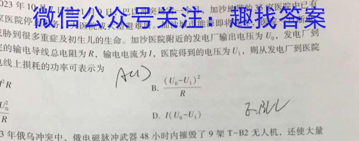 河南省2024年中考模拟示范卷 HEN(五)5物理试题答案