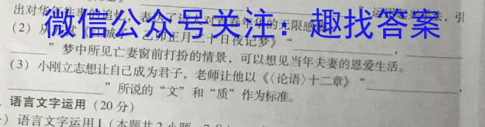 上进联考 2024年6月广东省高二年级统一调研测试语文