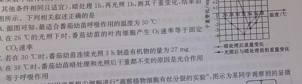 鼎成大联考2024年河南省普通高中招生考试（四）生物学部分