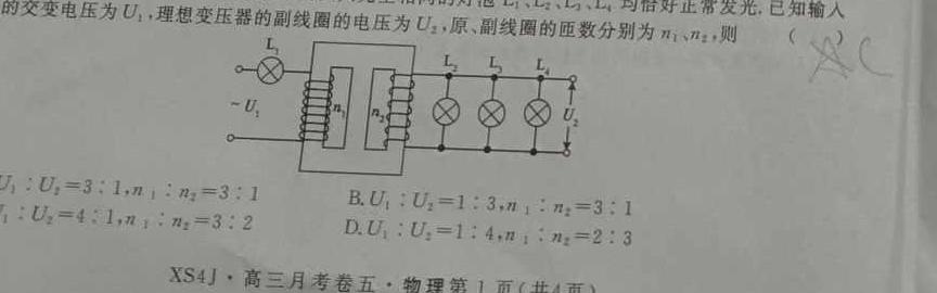 [今日更新]内蒙古自治区包头市2024年高考适应性考试试题（二）.物理试卷答案