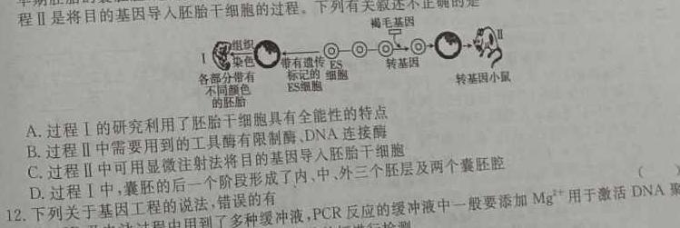 天一大联考 2024届高考全真冲刺卷(四)4生物学部分