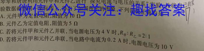 安徽省2024年中考最后1卷（三）物理试卷答案