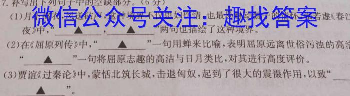 2024年陕西省初中学业水平考试 YJ②样卷(二)2语文