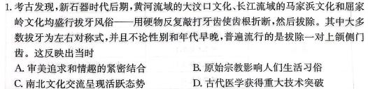 湖南省2024年初中学业水平考试模拟试卷历史