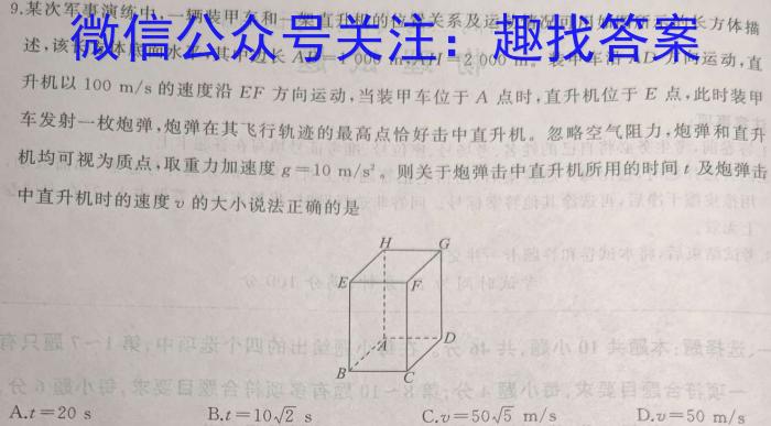 天一大联考 湖南省2024届高二4月联考物理`