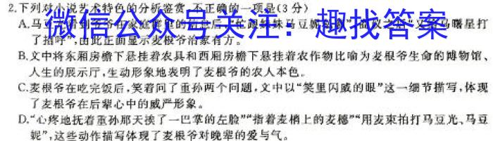 陕西省2024年普通高等学校招生全国统一考试模拟测试(圆点叉号)/语文