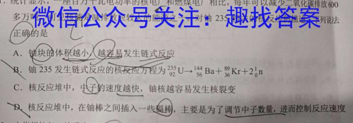 2023-2024学年海南高二阶段性教学检测(五)物理试卷答案