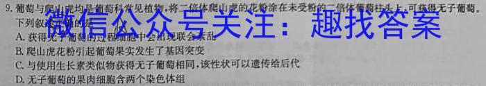 安徽省2024届九年级中考规范总复习（一）生物学试题答案