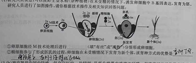 江西省2024年"三新"协同教研共同体高二联考生物学部分