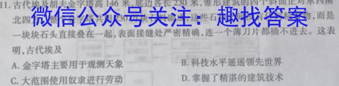 安徽省2024年中考模拟示范卷（二）历史试卷答案