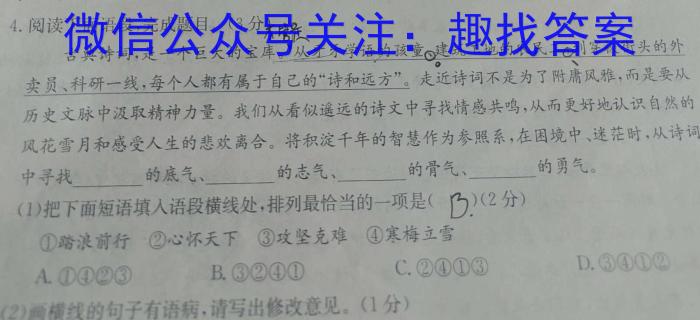 甘肃省2024年高三年级新高考联考卷语文