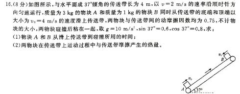 莆田市2023-2024学年下学期期末质量监测（高一年级）(物理)试卷答案