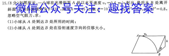 湖北省2024年云学名校联盟高一年级3月联考物理试卷答案