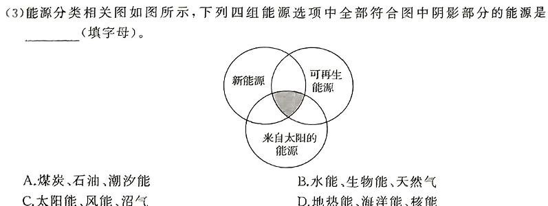 12024届安徽省初中学业水平考试模拟冲刺卷(四)化学试卷答案