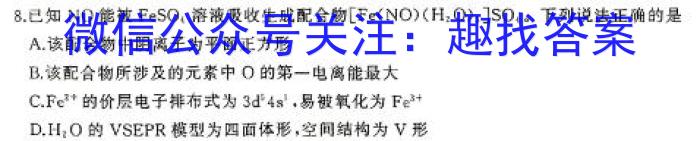 甘肃省2023-2024学年高二第二学期期中考试(24593B)化学