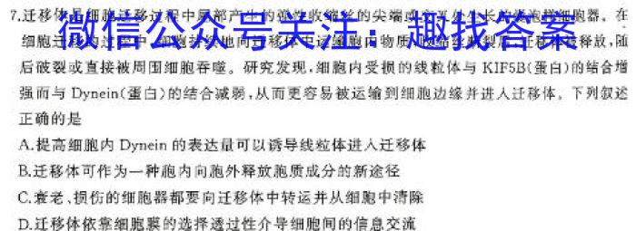 2024年湖南省普通高中学业水平合格性考试高二仿真试卷(专家版六)生物学试题答案