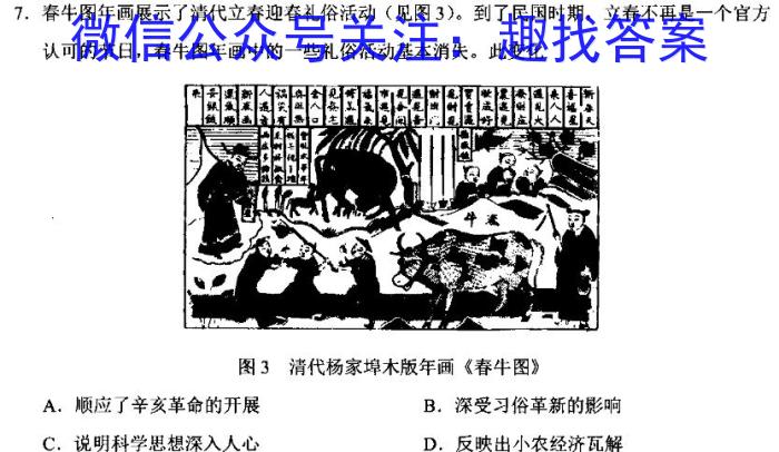 京师测评2024安徽省高三质量联合检测试卷(5.5)历史试卷