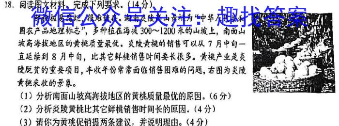 [今日更新]2024届陕西省渭南市大荔县高三第四次模拟考试地理h