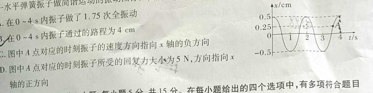 蒲城县2023-2024学年七年级下学期期末质量检测(物理)试卷答案