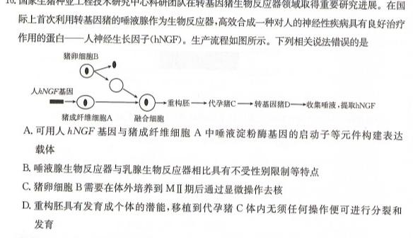 2023-2024学年第二学期高三年级浙江省名校协作体生物学部分