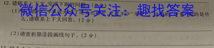 安徽省2023~2024学年度届九年级阶段质量检测 R-PGZX D-AH♯语文