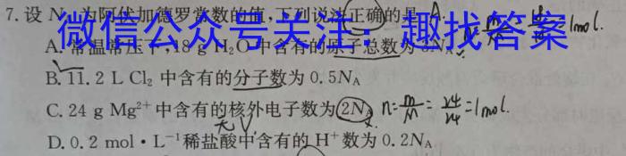 钦州市示范性高中2024-2025学年度高三年级秋季学期开学考试化学