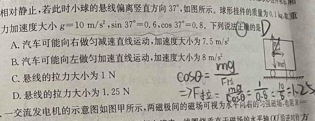 河南省2024年九年级抽测试卷(6月)(物理)试卷答案