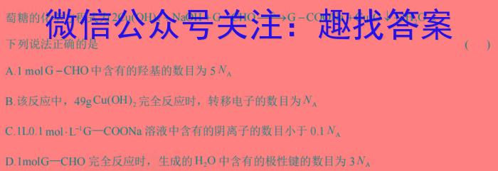 3九师联盟·2024届高三2月开学考巩固卷(G)化学试题