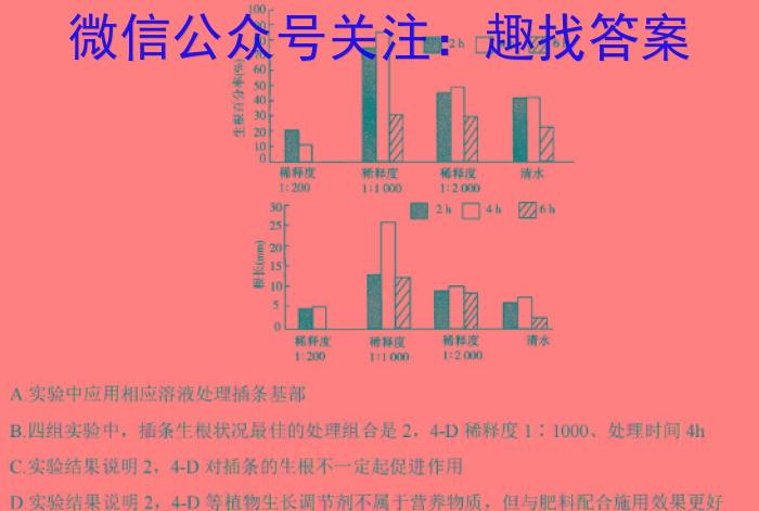 陕西省西安市西光中学教育集团2024-2025学年度第一学期九年级收心考试卷生物学试题答案