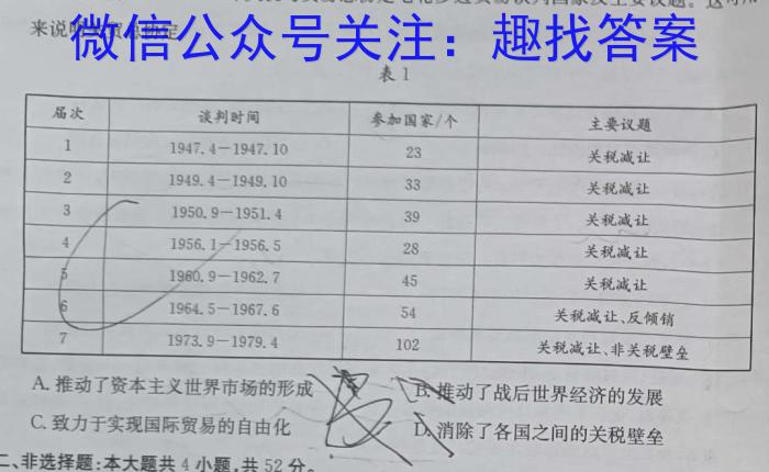 2024年陕西省初中学业水平考试（SX9）历史试卷