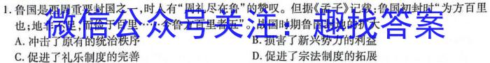 重庆市巴蜀中学2024届高考适应性月考(八)8(黑黑白黑黑白黑)历史试卷答案