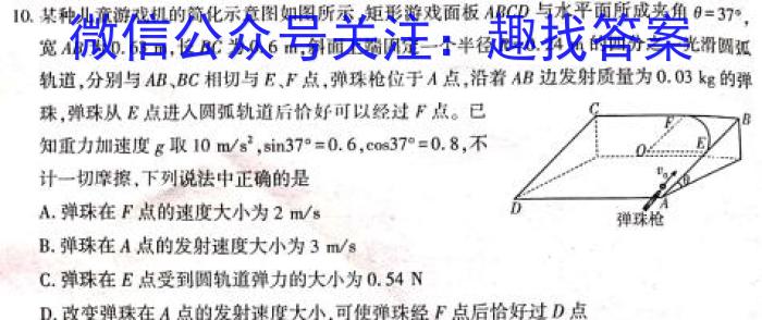 中考必刷卷·2024年名校内部卷六物理试卷答案