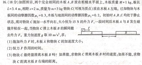 重庆八中2024-2025学年度上学期高三年级入学适应性训练(物理)试卷答案