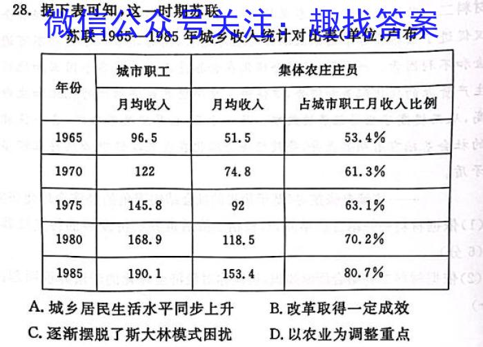 学科网2024届高三4月大联考历史试题答案