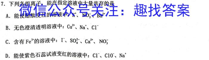河南省YZS2023-2024学年七年级下学期期中阶段性质量检测试卷化学