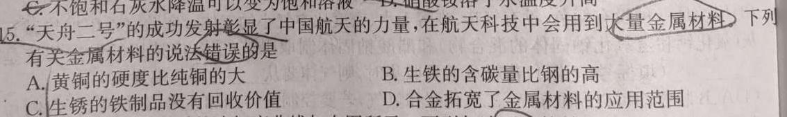 【热荐】2024年陕西省初中学业水平考试(SX4)化学