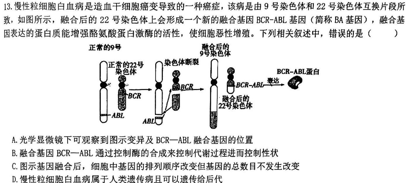 豫才教育 2024年河南省中招导航模拟试卷(六)6生物学部分