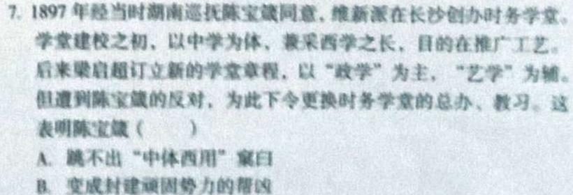 T2·2024年陕西省初中学业水平考试模拟试卷A历史