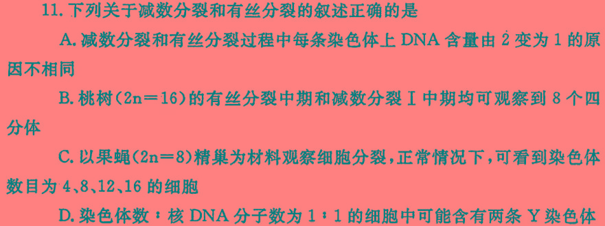 2024年河南省普通高中招生考试核心诊断卷生物学