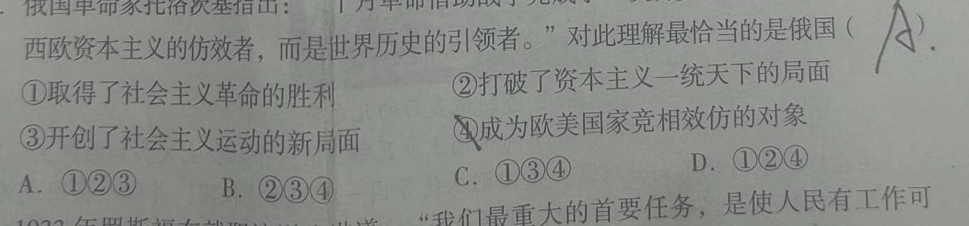 安徽省2024年初中学业水平模拟考试历史