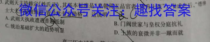 2024年河北省九年级基础摸底考试（三）历史试卷答案