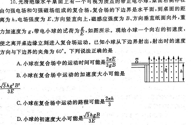 [今日更新]2024年普通高等学校招生全国统一考试猜题密卷(一).物理试卷答案