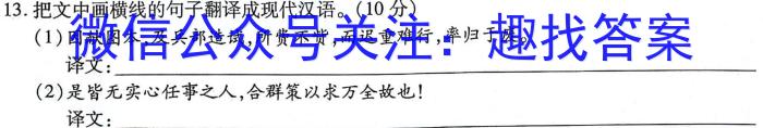 安徽省亳州市2024年3月份八年级模拟考试/语文