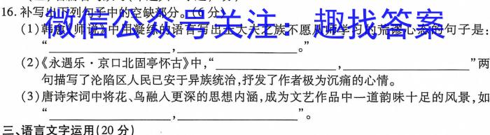 湖南省雅礼实验中学2024届高考模拟试卷(三)3语文