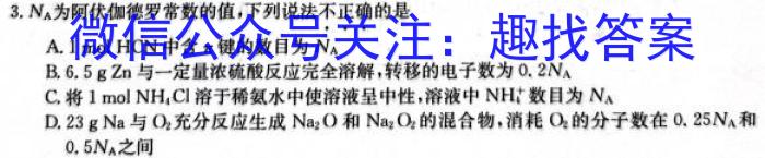 q2024年河南省普通高中招生考试模拟试卷(密卷一)化学